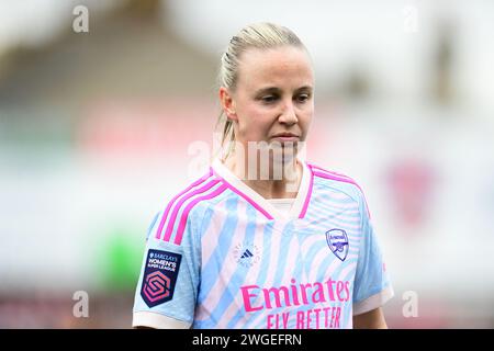 Dagenham le dimanche 4 février 2024. Beth Mead (9 Arsenal) lors du match de Super League féminine Barclays FA entre West Ham United et Arsenal au Chigwell construction Stadium, Dagenham, dimanche 4 février 2024. (Photo : Kevin Hodgson | mi News) crédit : MI News & Sport /Alamy Live News Banque D'Images