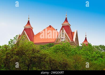 Texas State University - Old main, construit en 1903, un bâtiment gothique victorien - Lyndon B. Johnson, 36e président des États-Unis était un ancien élève Banque D'Images