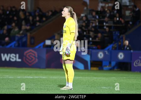 Kingsmeadow, Kingston, Royaume-Uni. 04 février 2024. Hannah Hampton (Chelsea 24) lors du match WSL entre Chelsea et Everton à Kingsmeadow, Kingston, Royaume-Uni, le 04 février 2024 (Bettina Weissensteiner/SPP) crédit : SPP Sport Press photo. /Alamy Live News Banque D'Images