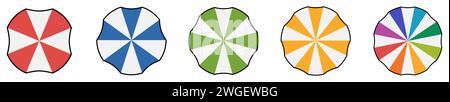 Forme de cercle divisée en segments égaux formant parapluie coloré - version avec huit à seize parties, peut être utilisé comme élément infographique Illustration de Vecteur