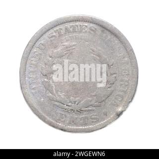 1909 American Liberty Head V nickel 5 cent Piece VG Good 5c US coin Collectible avant avers et arrière verso isolé sur fond blanc Banque D'Images