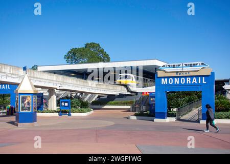 Transport en monorail, Transportation & ticket Centre, Walt Disney World Resort, Bay Lake, Orange County, Orlando, Floride, États-Unis d'Amérique Banque D'Images