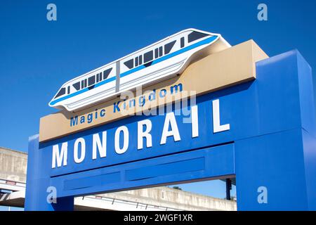 Monorail à Magic Kingdom, Transportation & ticket Centre, Walt Disney World Resort, Bay Lake, Orange County, Orlando, Floride, États-Unis d'Ameri Banque D'Images