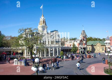 City Hall, main Street, U.S.A, Magic Kingdom, Walt Disney World Resort, Orange County, Orlando, Floride, États-Unis d'Amérique Banque D'Images