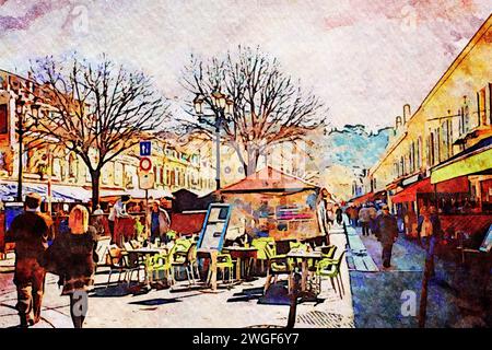 Marché aux fleurs, cours Saleya, Nice, France. Banque D'Images