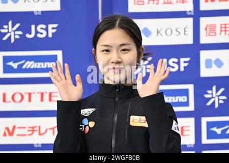 Aomori, Japon. Crédit : MATSUO. 4 février 2024. Huidan Jung (KOR) Patinage de vitesse : coupe du monde junior ISU Patinage de vitesse 2023/24 cérémonie de remise du prix du 500m junior féminin à la YS Arena Hachinohe à Aomori, Japon. Crédit : MATSUO .K/AFLO SPORT/Alamy Live News Banque D'Images