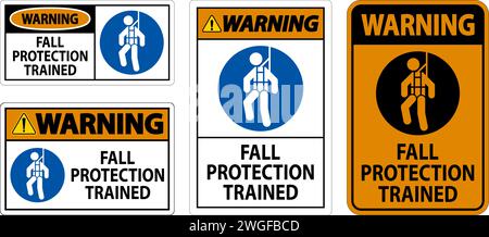 Autocollants pour casque de sécurité, avertissement de protection contre les chutes formé Illustration de Vecteur