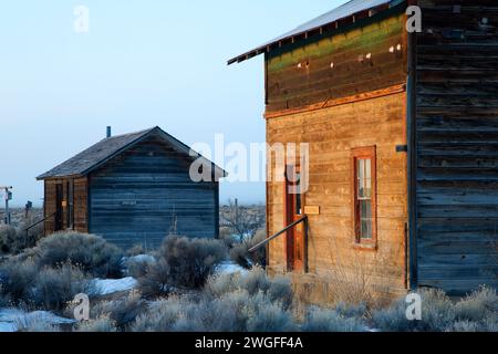 Homestead, Fort Rock Homestead Village, vallée de l'arrière-pays National Noël Byway, Oregon Banque D'Images