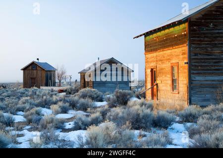 Homestead, Fort Rock Homestead Village, vallée de l'arrière-pays National Noël Byway, Oregon Banque D'Images