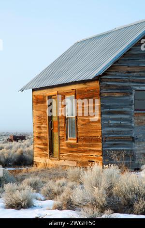 Homestead, Fort Rock Homestead Village, vallée de l'arrière-pays National Noël Byway, Oregon Banque D'Images