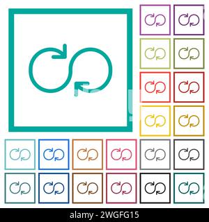 Faites défiler les icônes de couleur plate avec des cadres de quadrant sur fond blanc Illustration de Vecteur