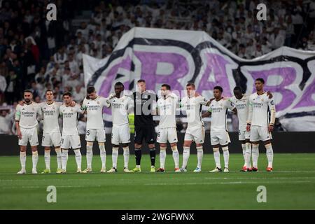 Madrid, Espagne. 04th Feb, 2024. Madrid Espagne ; 05.02.2024.- le Real Madrid tire 1-1 avec l'Atlético de Madrid lors du Derby de Madrid de la Ligue espagnole de football qui s'est tenu au Nouveau stade Santiago Bernabeu dans la capitale du Royaume d'Espagne. But du Real Madrid marqué par Brahim Diaz à la 20e minute but de l'Atlético de Madrid marqué par Marcos Llorente 20' 3. Crédit : Juan Carlos Rojas/dpa/Alamy Live News Banque D'Images