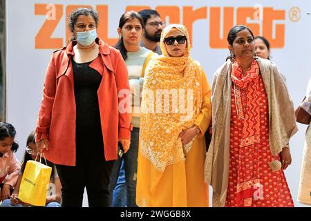 Les visiteurs assistent au Festival de littérature de Jaipur à Jaipur, Rajasthan, Inde, le 4 février 2024. (Photo de Vishal Bhatnagar/NurPhoto)0 crédit : NurPhoto SRL/Alamy Live News Banque D'Images