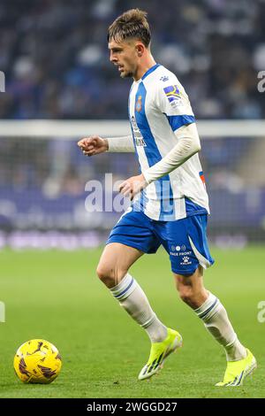 Barcelone, Espagne. 04 février 2024. Jofre Carreras (17 ans) d'Espanyol vu lors du match de LaLiga 2 entre Espanyol et Levante au Stage Front Stadium de Barcelone. (Crédit photo : Gonzales photo - Ainhoa Rodriguez). Banque D'Images