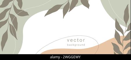 Cette image présente un fond vectoriel magnifiquement conçu avec des motifs de feuilles abstraits dans des tons pastel doux adaptés à divers professionnels créatifs Illustration de Vecteur