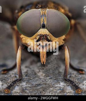 Cheval-mouche géant foncé Tabanus sudeticus une grande mouche de l'ordre Diptera qui a la distinction d'être la mouche la plus lourde en Europe - pays de Galles Royaume-Uni Banque D'Images