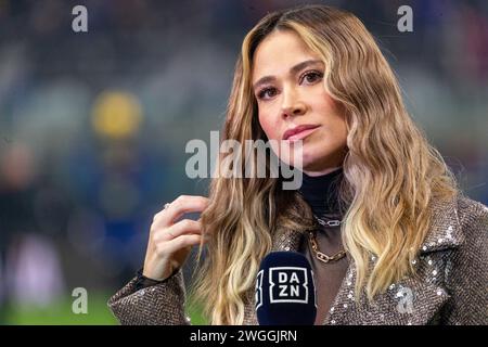 Milan, Italie - 4 février 2024 - Inter-Juventus série A - Diletta leotta journaliste sportive italienne dazn tv crédit : Kines Milano/Alamy Live News Banque D'Images