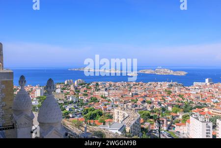 Marseille paysage urbain de notre-Dame de la Garde, France. Banque D'Images