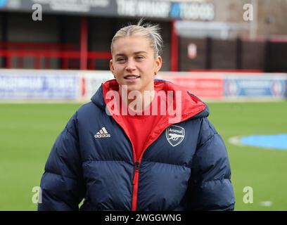 DAGENHAM, ANGLETERRE - 04 FÉVRIER : Alessia Russo d'Arsenal Women lors de l'échauffement d'avant-match pendant le match de Super League féminine de Barclays FA entre nous Banque D'Images