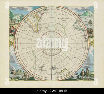 Vintage illustré page de carte atlas montrant la région Antarctique. Publié par Johannes Janssonius (aussi appelé Jansson), produit circa. 1650. Banque D'Images