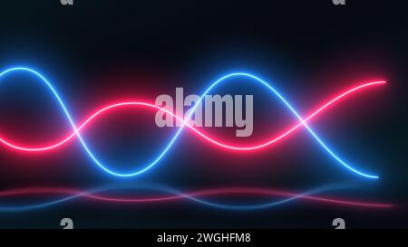Fond de technologie abstraite de lignes de courbe de néon lumineuses Banque D'Images