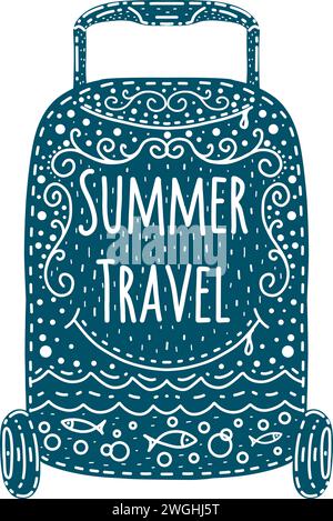 Voyage d'été, valise peinte. Illustration de Vecteur