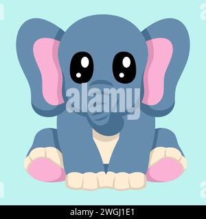 Illustration vectorielle plate simple de dessin animé hippopotame mignon, adapté à la carte d'anniversaire d'enfant ou à l'icône de douche de bébé Illustration de Vecteur