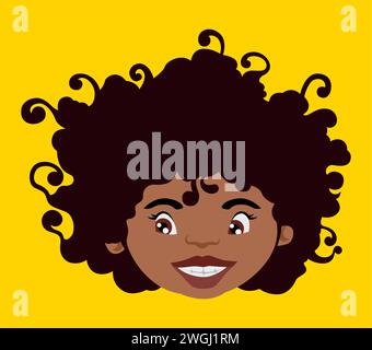 Illustration vectorielle plate simple d'une fille mignonne avec des cheveux afro Illustration de Vecteur