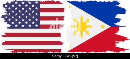 Philippines et USA grunge drapeaux connexion, vecteur Illustration de Vecteur