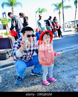 Une famille japonaise visite Sanford, Floride Banque D'Images