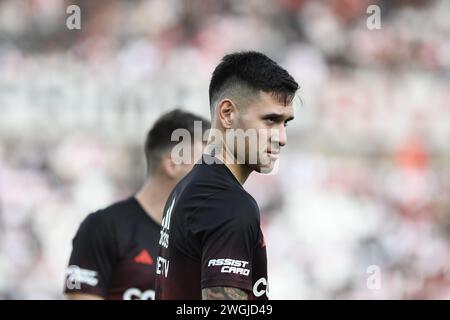 Buenos Aires, Argentine. 04th Feb, 2024. Rodrigo Villagra de River plate vu en action lors de la Copa de la Liga 2024 Groupe A match entre River plate et Velez Sarfield à l'Estadio Mas Monumental Antonio Vespucio Liberti. (Photo de Manuel Cortina/SOPA images/SIPA USA) crédit : SIPA USA/Alamy Live News Banque D'Images