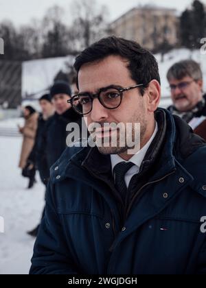 Kiev, Ukraine. 13 janvier 2024. Adrien Vautier/le Pictorium - visite du ministre français des Affaires étrangères Stéphane Sejourne à Kiev. - 13/01/2024 - Ukraine/Kiev - le ministre des Affaires étrangères Stéphane Sejourne à Kiev, le 13 janvier 2024. Crédit : LE PICTORIUM/Alamy Live News Banque D'Images