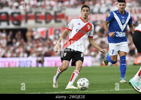 Buenos Aires, Argentine. 04th Feb, 2024. Ignacio Fernandez de River plate vu en action lors de la Copa de la Liga 2024 Groupe A match entre River plate et Velez Sarfield à l'Estadio Mas Monumental Antonio Vespucio Liberti. Crédit : SOPA images Limited/Alamy Live News Banque D'Images