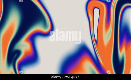 Fond dégradé granuleux liquide abstrait dans le style tendance y2k. Design coloré flou thermique avec texture de bruit. Modèle horizontal pour les réseaux sociaux Banque D'Images