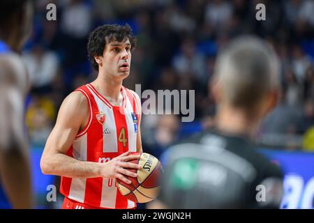 Podgorica, Monténégro. 05th Feb, 2024. Milos Teodosic de Crvena Zvezda au match de basket-ball de la Ligue Aba opposant KK Buducnost Voli et KK Crvena Zvezda Meridianbet, Podgorica, Monténégro, 5,2.24., février, 2024, crédit : Stefan Ivanovic/Alamy Live News Banque D'Images