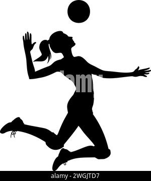 Silhouette d'une joueuse de volley-ball en service. illustration vectorielle Illustration de Vecteur