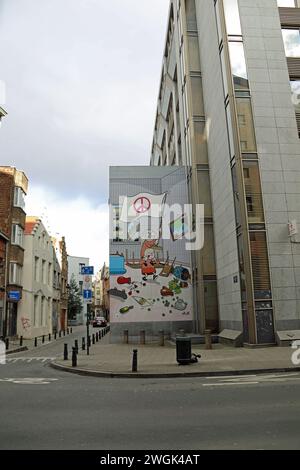 Art urbain pervers et cosy à Bruxelles Banque D'Images