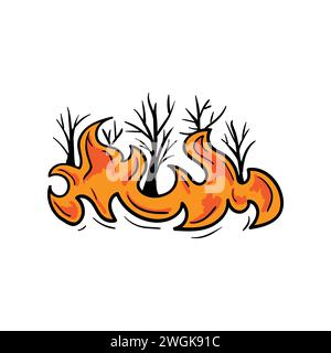 Les arbres sont en feu. Le problème des feux de forêt et de l'écologie Illustration de Vecteur