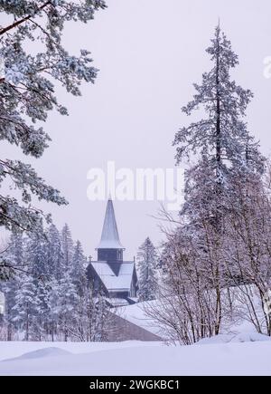 Chapelle Holmenkollen, Oslo, Norvège, après une chute de neige fraîche Banque D'Images
