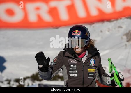 Cortina d’Ampezzo, Italie 27 janvier 2024. GOGGIA Sofia (Ita) lors de l'inspection avant course du parcours Olympia pour l'Audi FIS Alpine Skiing World Banque D'Images