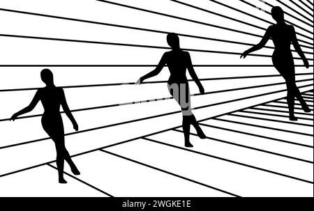 Illustration d'illusion d'optique. Puzzle. Casse-tête. Noir et blanc Banque D'Images