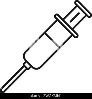 Vecteur de contour d'icône d'injection d'animal de seringue. Aide vétérinaire. Opération malade Illustration de Vecteur