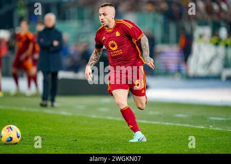 Rome, Italie. 05th Feb, 2024. Angelino de L'AS Roma lors du match de Serie A entre L'AS Roma et Cagliari Calcio au Stadio Olimpico le 5 février 2024 à Rome, Italie. Crédit : Giuseppe Maffia/Alamy Live News Banque D'Images