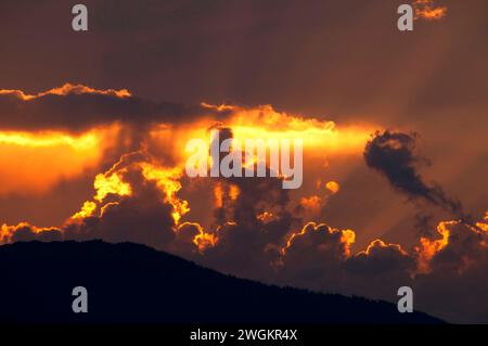 Le coucher du soleil, Iwetemlaykin State Park, le Hells Canyon National Scenic Byway, Oregon Banque D'Images