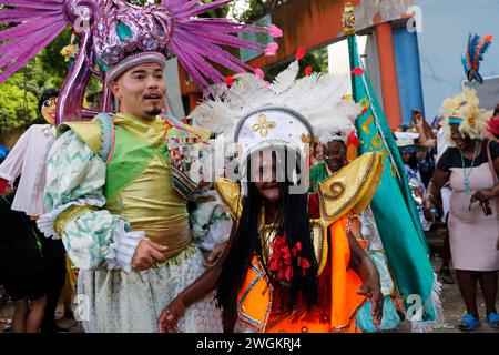 Défilé de carnaval pour les personnes atteintes de maladie mentale. Groupe Loucura Suburbana avec des patients du réseau de santé de l'Institut Nise da Silveira vêtus de costumes Banque D'Images