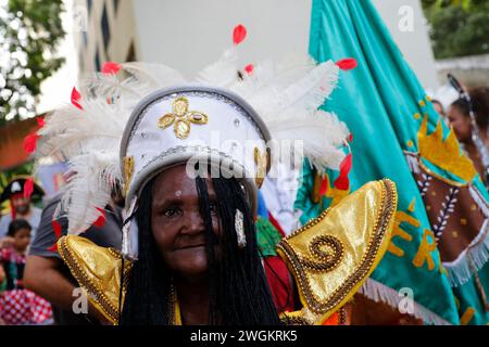 Défilé de carnaval pour les personnes atteintes de maladie mentale. Groupe Loucura Suburbana avec des patients du réseau de santé de l'Institut Nise da Silveira vêtus de costumes Banque D'Images