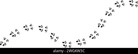 Imprimés pieds de lapin mouillés ou boueux. Timbres de silhouette de patte de lapin. Trace d'étapes de course ou de marche lièvre isolé sur fond blanc. Illustration graphique vectorielle. Illustration de Vecteur