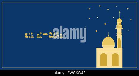 Eid al Adha festin sacrifice Kurban Bayram. Mosquée sur fond ciel étoilé. Grande fête musulmane. Conception de la bannière du site Web Flyer. Illustration vectorielle. Illustration de Vecteur