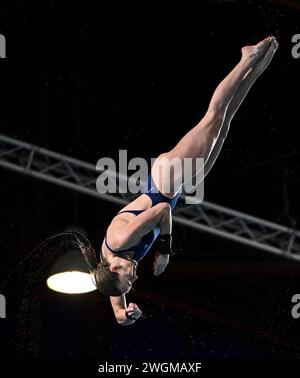 Doha, Qatar. 5 février 2024. Lois Toulson, de Grande-Bretagne, participe à la finale féminine de plongeon sur 10 m aux Championnats du monde de natation 2024 à Doha, Qatar, le 5 février 2024. Crédit : Xia Yifang/Xinhua/Alamy Live News Banque D'Images