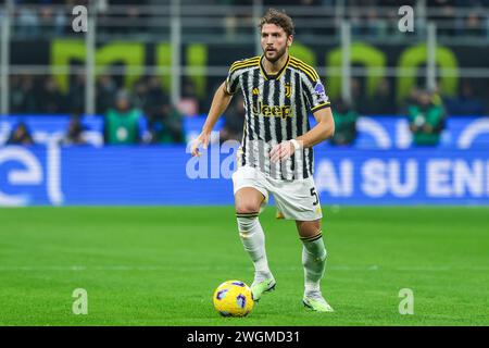 Milan, Italie. 04th Feb, 2024. Manuel Locatelli du Juventus FC vu en action lors du match de football de Serie A 2023/24 entre le FC Internazionale et le Juventus FC au stade Giuseppe Meazza. Score final, Inter 1 | 0 Juventus. (Photo de Fabrizio Carabelli/SOPA images/Sipa USA) crédit : Sipa USA/Alamy Live News Banque D'Images